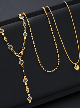 Fashion heart-shaped zircon pendant necklace跨境女士潮流项链