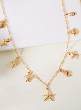 Shell starfish pendant necklace Summer casual accessory项链