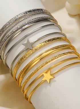 Ladies' personalized open bracelet set jewelry跨境女士潮手镯