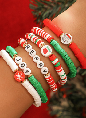 Christmas beaded bracelet gift snowman bracelet圣诞节饰品女