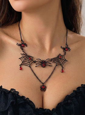 Spider web necklace earrings Halloween party accessories万圣