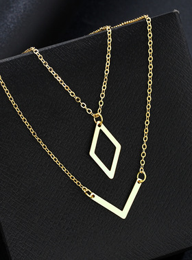 New diamond-shaped necklace sweater chain for ladies跨境项链