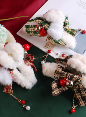 Christmas fluffy snowflake grabber for women跨境女士抓夹圣诞