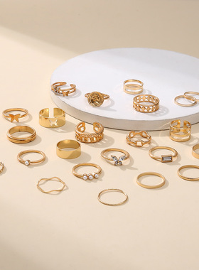 butterfly pearl index finger ring lady Jewelry跨境女士戒指