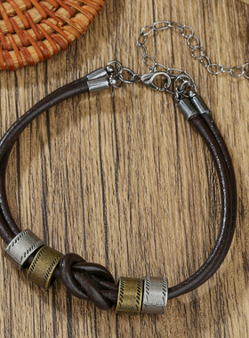 Hip-hop leather knotted necklace for men's accessories男项链