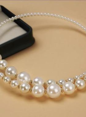 Cross-border pearl necklace fashionable collarbone chain项链