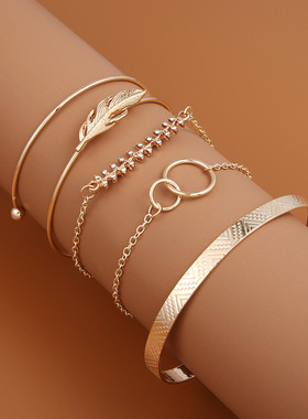 European American Retro Five-Link Bracelet for Women欧美手镯