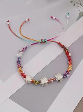 Woven adjustable pearl jewelry ethnic style bracelet少女手链