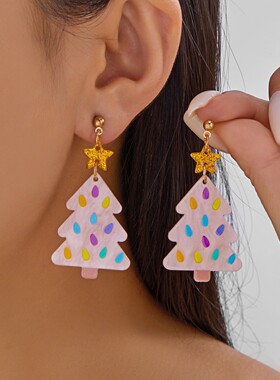 Christmas fashion acrylic earrings for girls jewelry圣诞节女