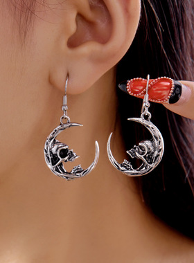 Female Halloween Skull Skeleton Tassel Earrings万圣节耳饰女
