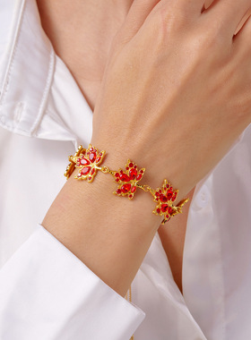 Maple Leaf Necklace Uncommon Hand Chain for Women跨境手链女