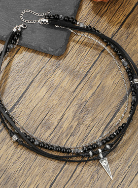 Men's leather beaded necklace - ethnic style accessory男项链