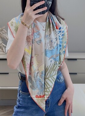 手工卷边欧美双面同色真丝丝巾