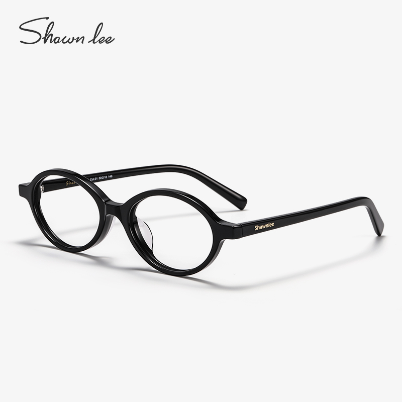 Shawnlee周也同款复古书呆子眼镜框椭圆形板材小框猫眼镜架近视女-图0