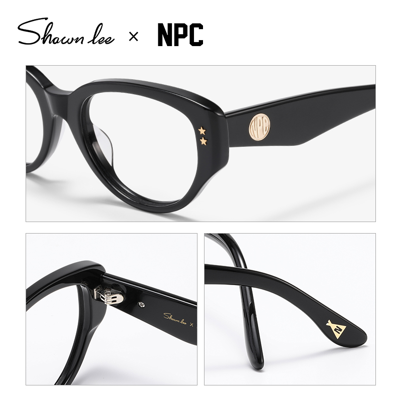 Shawnlee X NPC联名黑框猫眼镜架女时尚小框时尚潮流近视眼镜度数