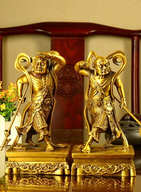 纯铜哼哈二将妈祖左右护法千里眼