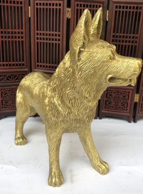 纯铜牧羊犬风水镇宅招财摆件