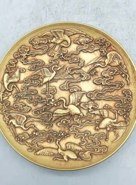 仿古风文玩摆件铜盘子