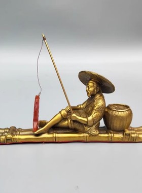姜太公钓鱼客厅姜尚吕尚骑鹿纯铜