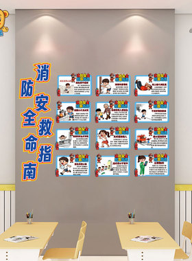 消防日主题文化墙布置墙贴黑板报