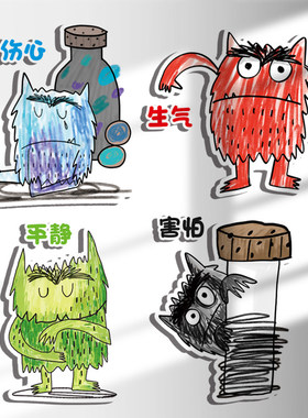 幼儿园绘本环创情绪小怪兽主题墙装饰KT板立体楼道间走廊墙面布置