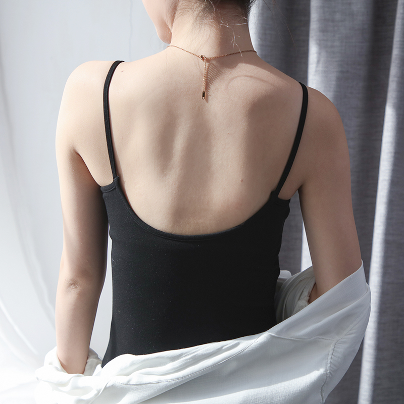 法曼薇旗舰店纯棉吊带背心女内搭带胸垫美背吊带打底背心一体式外穿网红爆款1