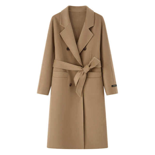 奈格薇儿小个子全羊毛双面呢大衣女秋冬2024新款气质长款毛呢外套