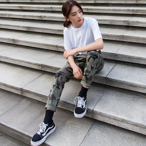 卡其色裤子女夏季薄款迷彩工装裤2025新款小个子休闲哈伦锥形女裤 - 图1