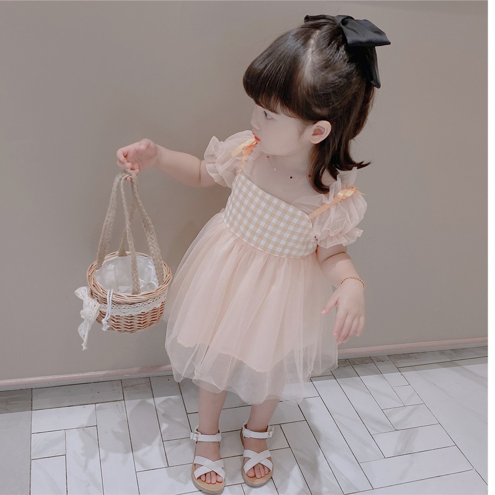 韩国女童泡泡袖女宝宝洋气公主裙 pokoto连衣裙