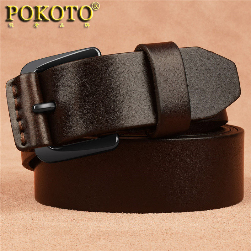 pokoto男士针扣头层牛皮复古男腰带 pokoto腰带/皮带/腰链