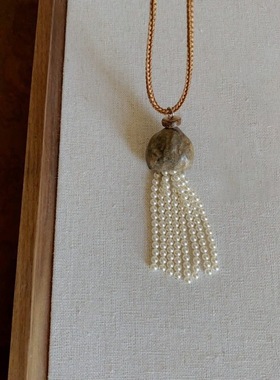 民族风陶瓷珍珠流苏项链时尚复古气质锁骨链轻奢高级感小众饰品女