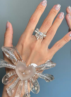 原创爱心戒指女小众高级感开口可调节食指戒vintage精致礼物手饰