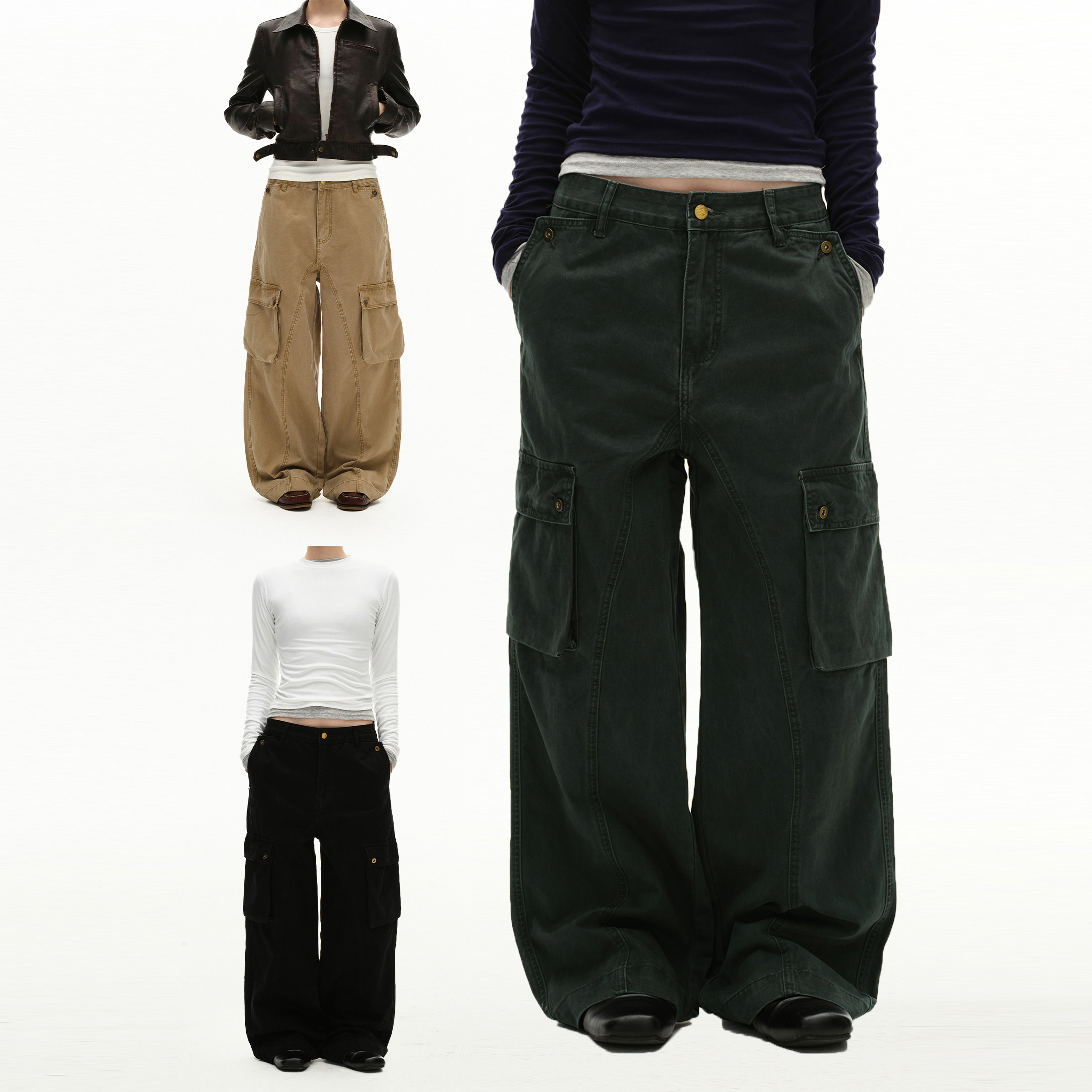 MADWITCH美式复古水洗做旧多口袋工装裤男女宽松直筒设计感休闲裤,淘宝优惠券,粉丝福利购,淘宝优惠卷