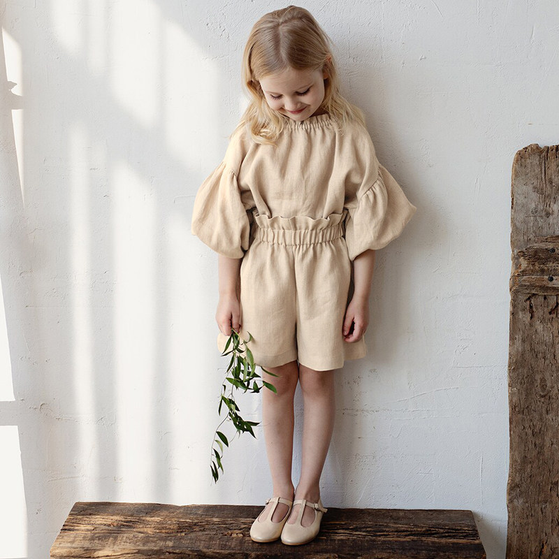 MCAO森系童装女宝宝亚麻衬衫灯笼袖春装女童T恤上衣宽松棉麻套装,淘宝优惠券,粉丝福利购,淘宝优惠卷