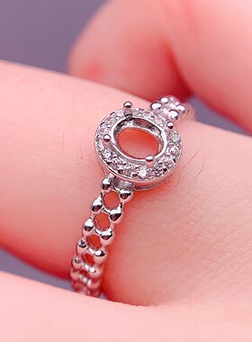 小清新S925银戒指空托3*4/4*5mm