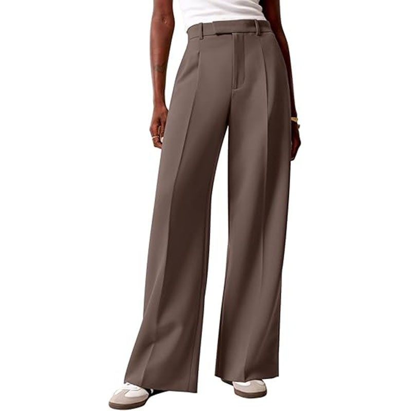 亚马逊爆款高腰垂感阔腿裤欧美外贸女士宽松休闲直筒商务西裤,淘宝优惠券,粉丝福利购,淘宝优惠卷
