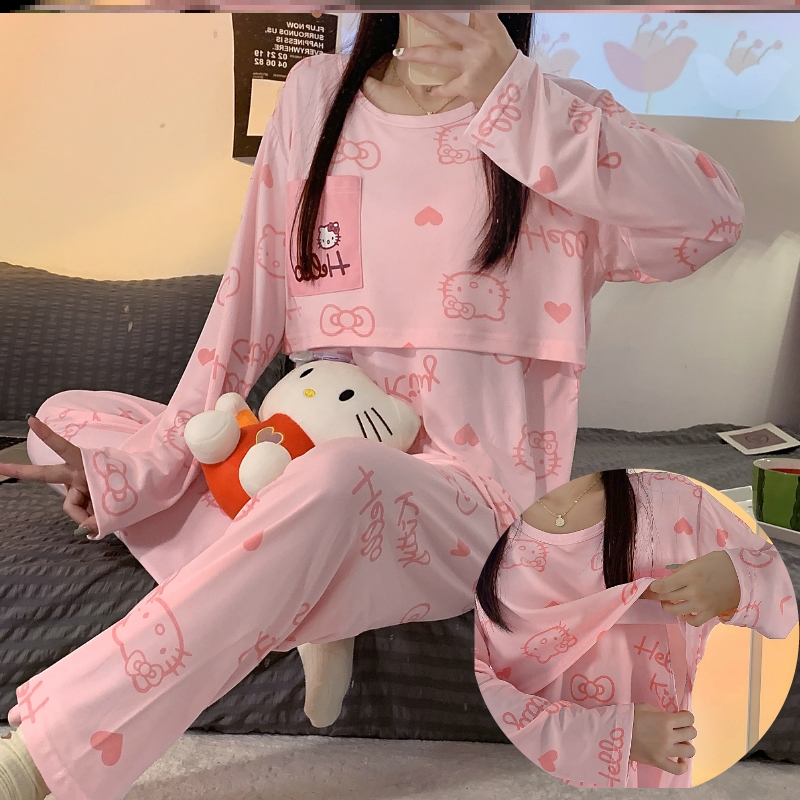 月子产后服秋冬纯棉睡衣女怀孕期产妇哺乳衣加肥大码喂奶衣家居服