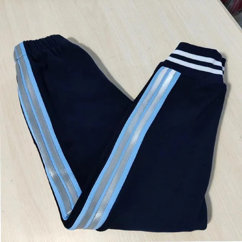 繁星中学生校服裤子藏蓝校裤浅蓝宽杠俩反光条收口运动休闲长裤,淘宝优惠券,粉丝福利购,淘宝优惠卷