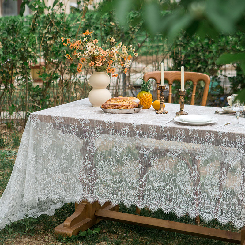 桌布甜品台生日橱窗餐桌布置法式白色花边蕾丝氛围感拍照道具ins,淘宝优惠券,粉丝福利购,淘宝优惠卷