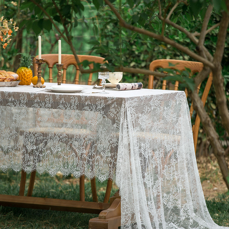 桌布甜品台生日橱窗餐桌布置法式白色花边蕾丝氛围感拍照道具ins,淘宝优惠券,粉丝福利购,淘宝优惠卷