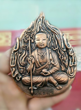 金属万字符定制风水吊饰胸针密室驱魔令摆件信徒铜钱定做宗教吊坠