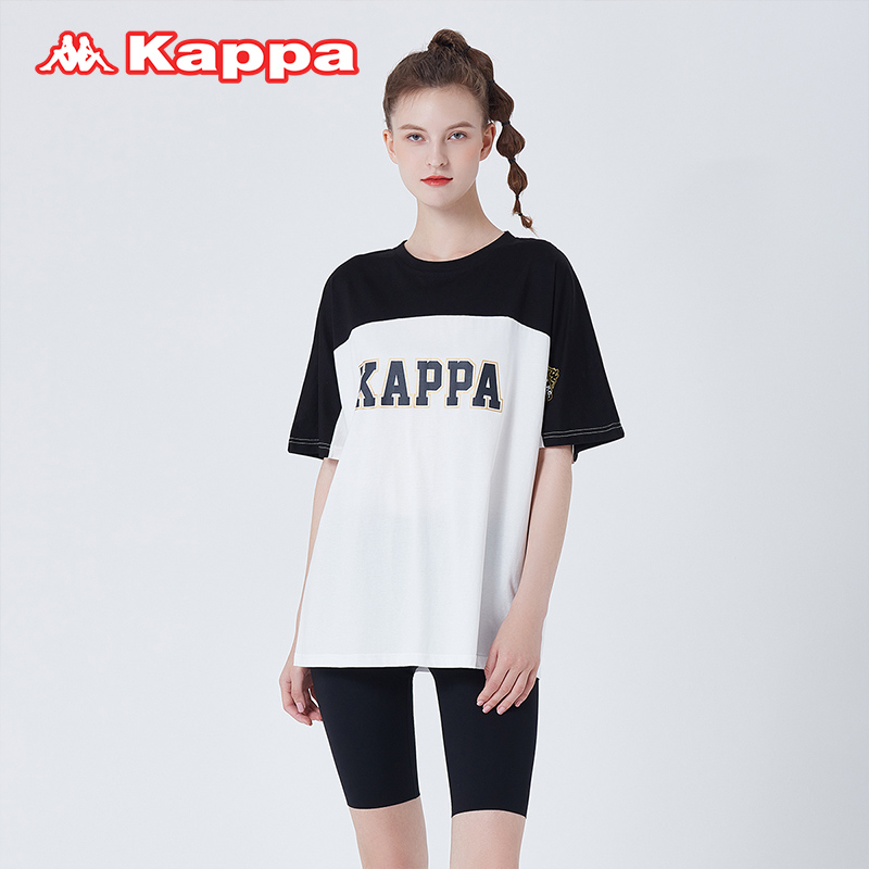 22夏季新品Kappa/卡帕棉质长t恤字母印花中长款家居服睡衣女士