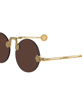 东海水晶太阳镜仿古男女无框圆形真水晶可检测墨镜剧组定制款铜钱