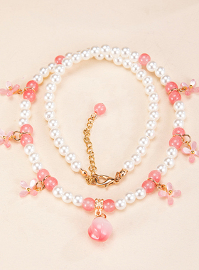 甜美桃子珍珠璎珞项链