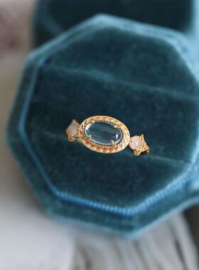 孤独的岛屿伦敦蓝托帕石环女款时尚轻奢设计小红书同款 宝石戒指