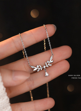s999足银轻奢月桂女神项链