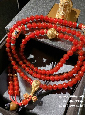 织纹雕金掐丝錾花贝母蝴蝶手镯 新中式富婆 沉甸甸玛瑙蓝松石