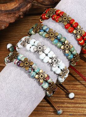 陶瓷饰品手串厂家货源手工编织可定制批发手链脚链项链源头工厂