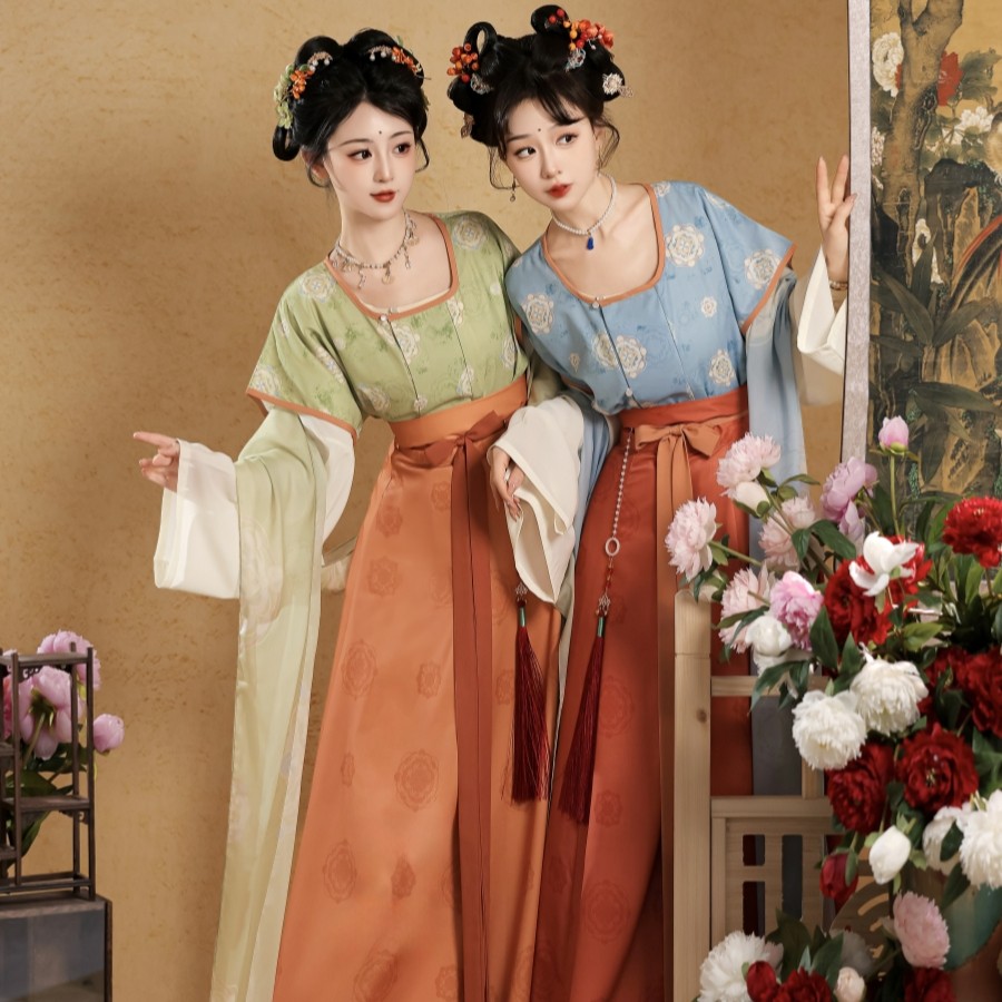 唐制汉服女古装齐腰襦裙套装古风中国风仙气飘逸唐代圆领春秋新款,淘宝优惠券,粉丝福利购,淘宝优惠卷