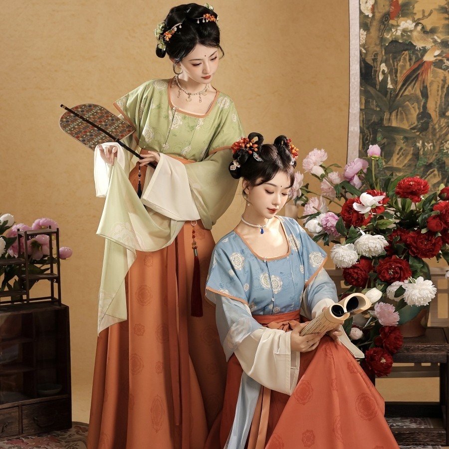 唐制汉服女古装齐腰襦裙套装古风中国风仙气飘逸唐代圆领春秋新款,淘宝优惠券,粉丝福利购,淘宝优惠卷